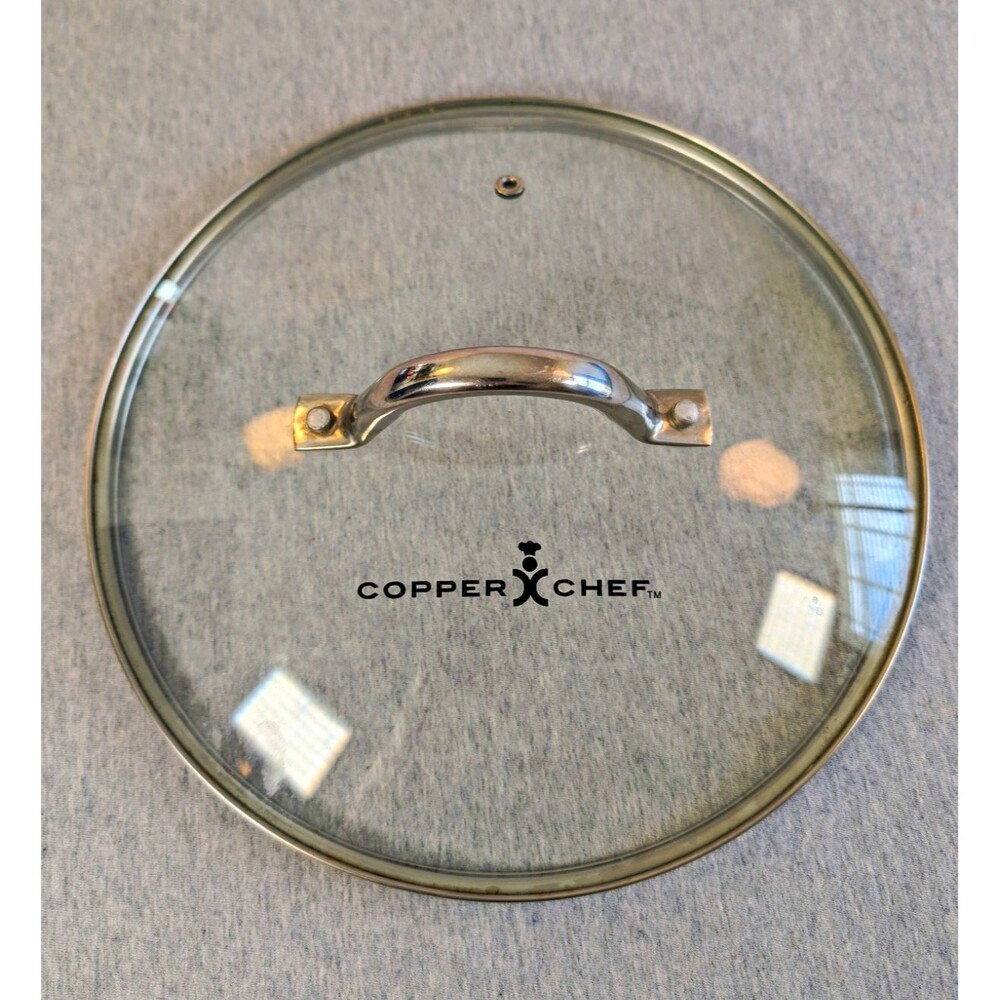Copper Chef Round Clear Glass Lid w/ Stainless Steel Rim Vent Hole 10" Diameter